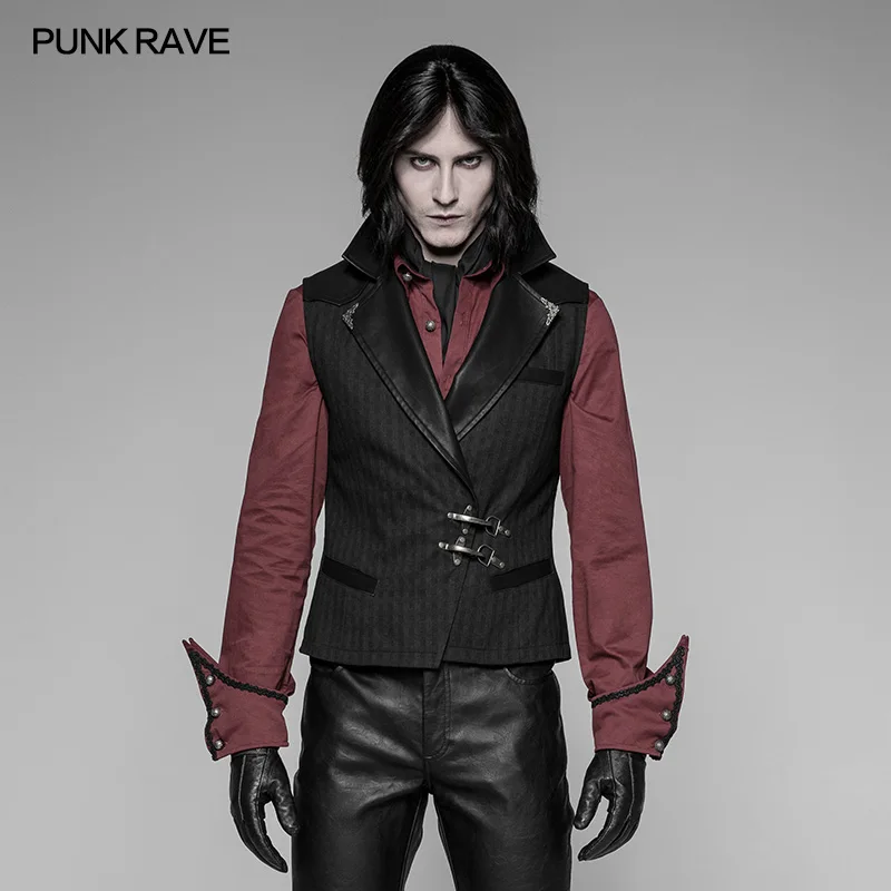 Punk Gothic Men Rave Visual Kei Vest Rock fashion clothing vampire Jacket Summer