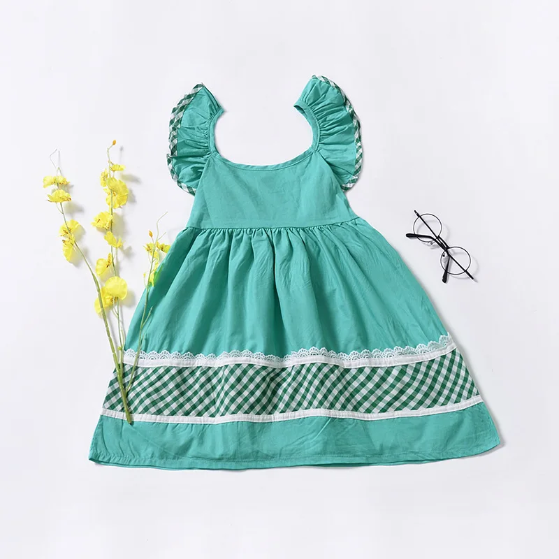 

Kids dress Girls Flying Sleeve Dresses Baby Shaggy Strap-on dress