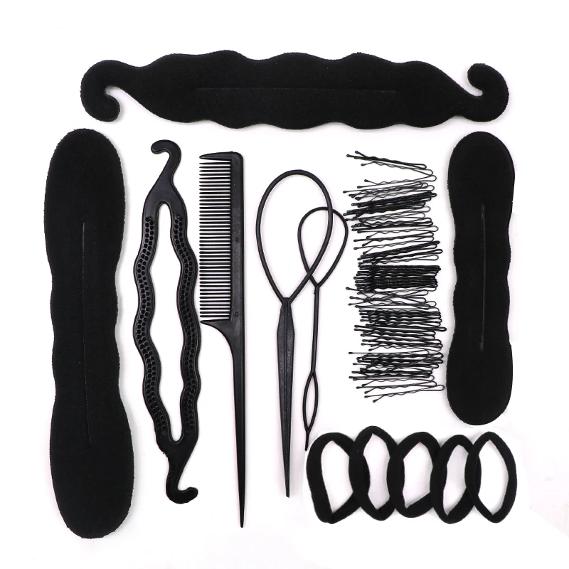 

72Pcs/Set Hair Accessories Braider Headbands Donut Hair Clips for Women Girl Rubber Bands Rope Tie Gum Hair Bun Makers Headbands