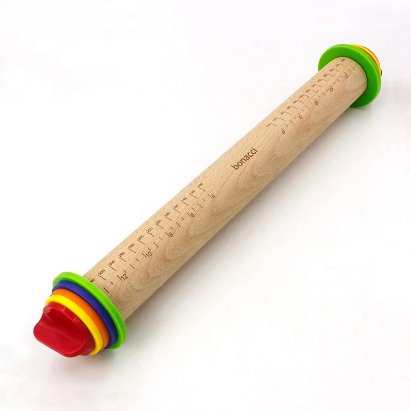 Kayu Adjustable Rolling Pin Kue Dekorasi Alat Cetak Tekan Cetakan Bergulir  Alat