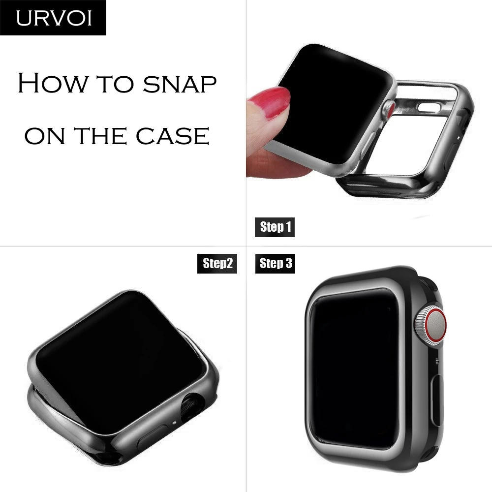 Чехол URVOI для iWatch с гальваническим покрытием Φ series 5 4 3 2 Мягкий бампер тонкая рамка