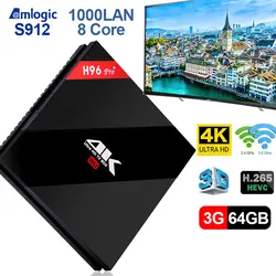 Android 7,1 ТВ Box Amlogic S912 Восьмиядерный Процессор 3g di Оперативная память 64g Встроенная память Bt 4,0 FHD 4 k Декодер каналов кабельного телевидения Media