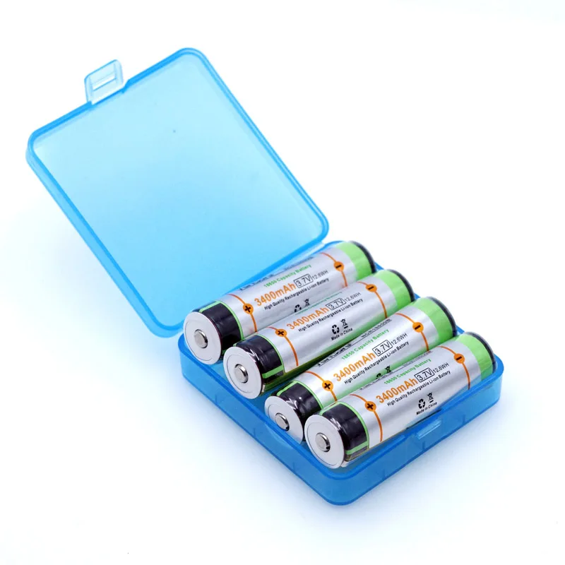 3400mah bateria recarregável 3.7v com pwb para baterias lanterna + caixa