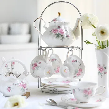 

Luxurious cup coffee set Bone China Porcelain British style tea cup set Afternoon Teaware tea party teapot Wedding Gifts