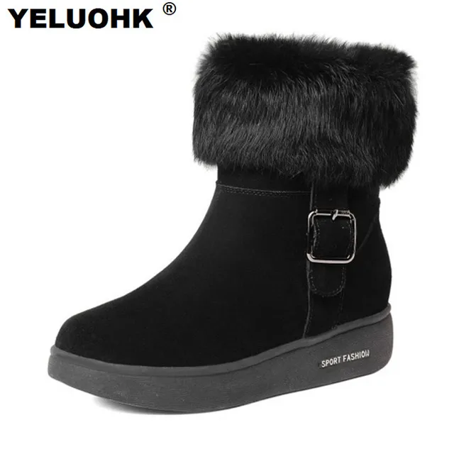 Neue echtes leder frauen schnee stiefel dicke high heels Neue echtes leder frauen schnee stiefel dicke high heels