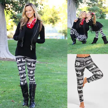 

HIRIGIN Newest 2020 Christmas Xmas Family Matching Mom Girls Leggings Mom Kids Sleepwear