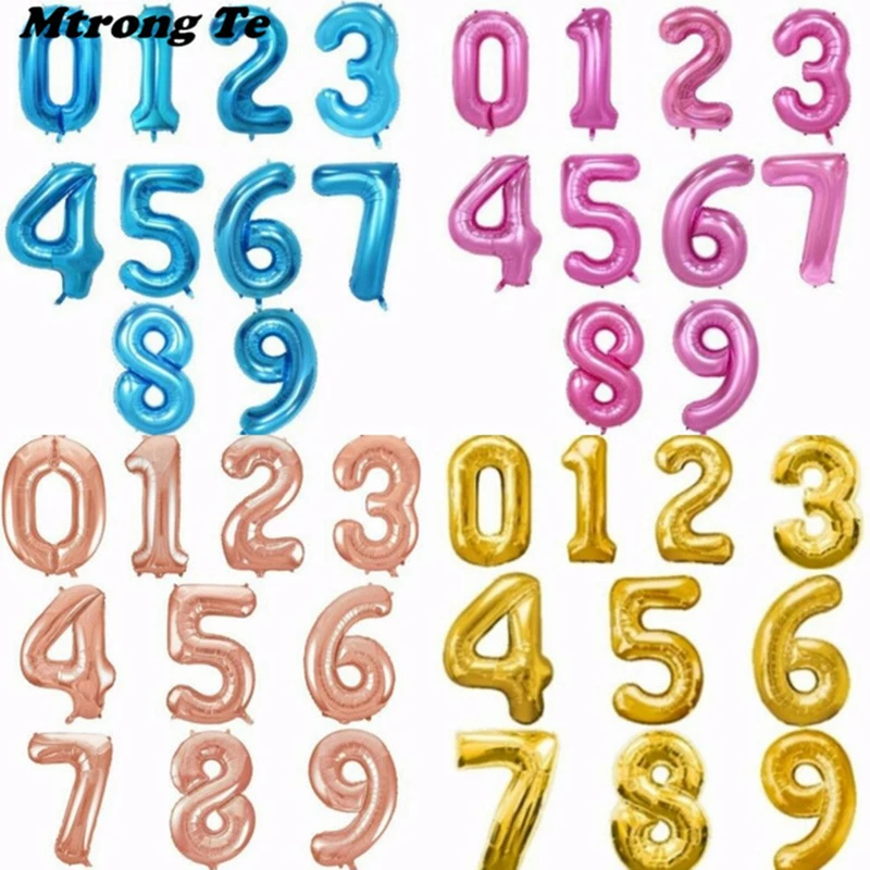 

50pcs 30/40inch blue Black Rose Gold Number foil Helium Balloons Birthday Party Wedding decoration inflatable Balloon Supplies