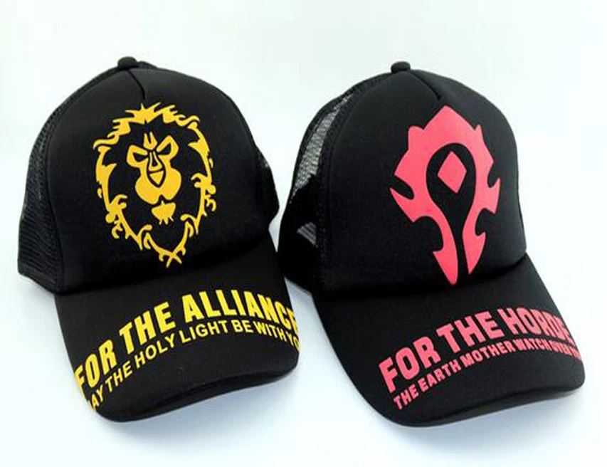 WOW World of Warcraft Horde Alliance LOGO Print Snapback Baseball Mesh