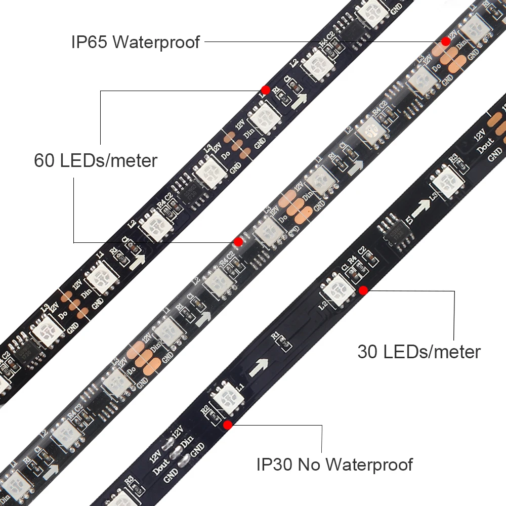 5 м 30/60 светодиодный s/M 2811 пикселей Полноцветный Программируемый индивидуальный адресуемый светодиодный светильник WS2811 5050 RGB 12 В светодиодный набор лент