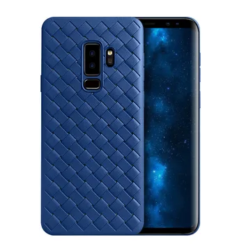 

500pcs Natural Woven Pattern Soft Leather Ultra Slim Case For Samsung Galaxy S10 E S9 Plus Note 9 Shockproof All-inclusive Cover