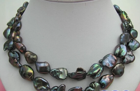 

Miss charm Jew1461 Rare 33"20mm baroque black keshi reborn pearl necklace