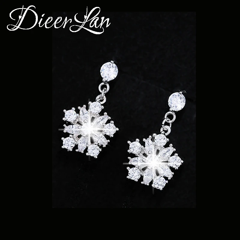 

Real 925 Sterling Silver Long Drop Snowflake Earrings for Women Girs Fashion sterling-silver-jewelry Pendientes