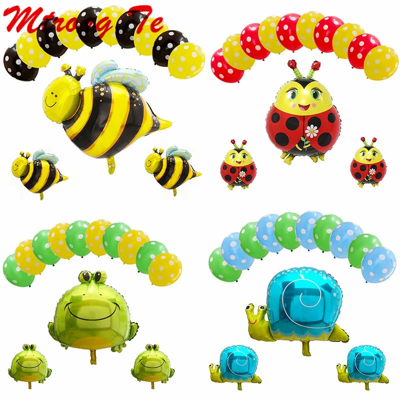 

13pcs Bee Foil Balloons Black Yellow Polka Dots Latex Globos Set Bees Pet Animal Birthday Party Decoration Baby Shower Supplies