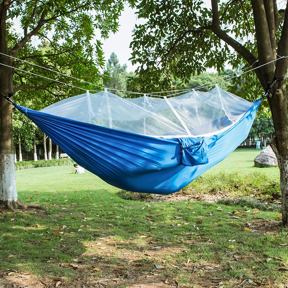 Portable Indoor Outdoor Hammock for travel Backpacking Camping Hanging Bed With Pouch Mosquito Net Sleeping Parachute | - Цена: 1 972,58 руб.