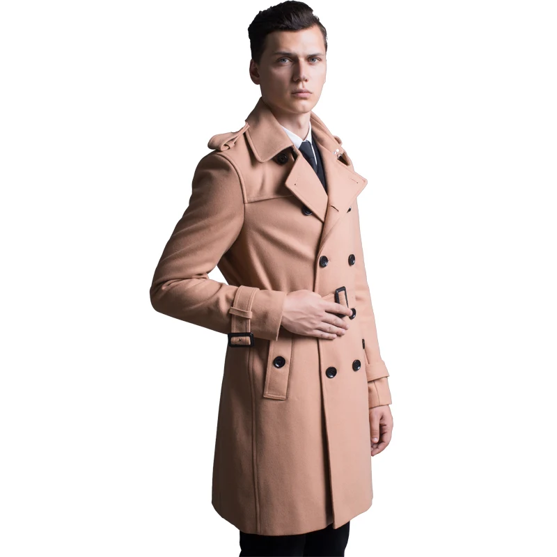 2019 New Autumn High Fashion Trend Street men's Wool Blend Trench Coat Casual Long Outerwear Men Loose Clothing Plus Size S-6XL