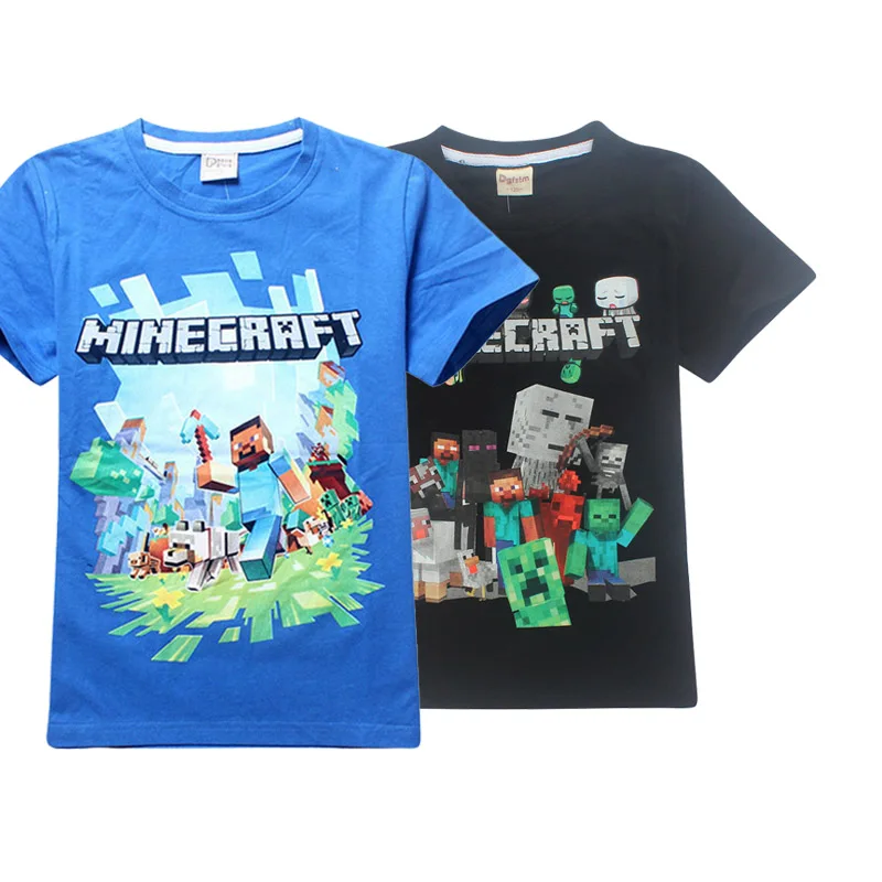 Мальчик Новый год 3D Мультфильм Minecraft принт светлячки футболка для девочек футболка верхняя одежда детская летняя одежда Детские хлопковый