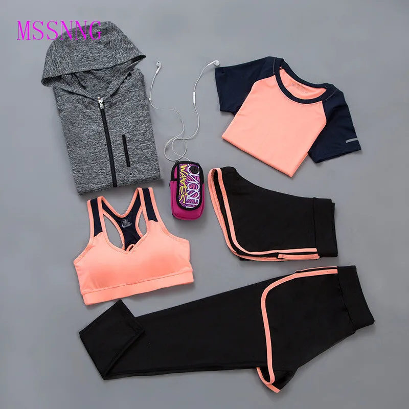 MSSNNG High Quality Yoag Sets 2018 Summer Elastic Running Sport Fast Drying Ropa Deportiva Mujer Gym Women Yoga Suit |