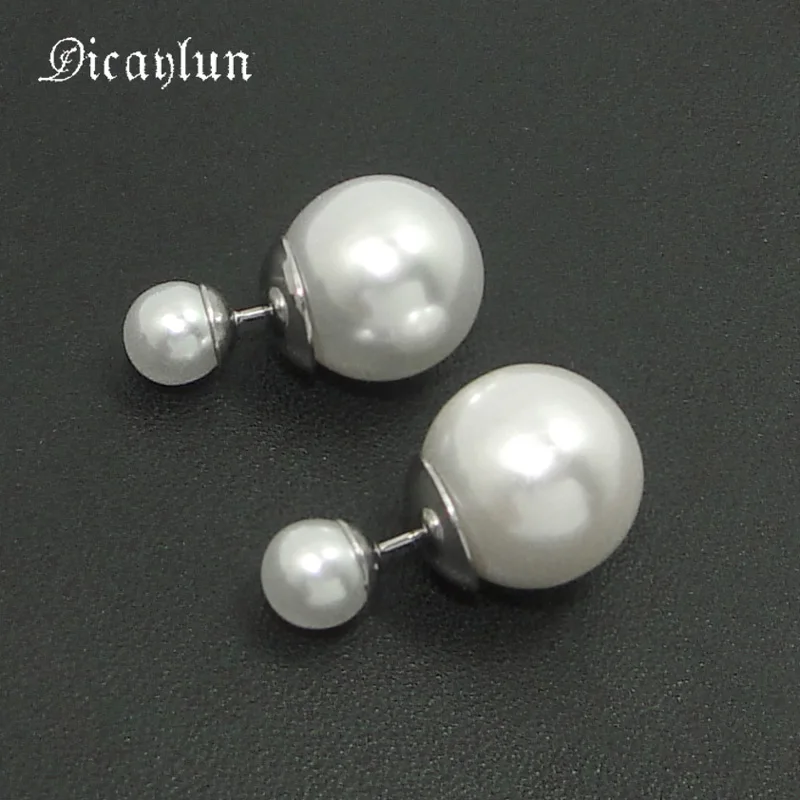DICAYLUN имитация серьги из искусственного жемчуга из нержавеющей стали Белые Двойные жемчужные серьги-гвоздики модные ювелирные изделия подарок для женщин девушек