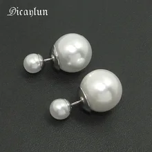 DICAYLUN имитация серьги из искусственного жемчуга из нержавеющей стали Белые Двойные жемчужные серьги-гвоздики модные ювелирные изделия подарок для женщин девушек