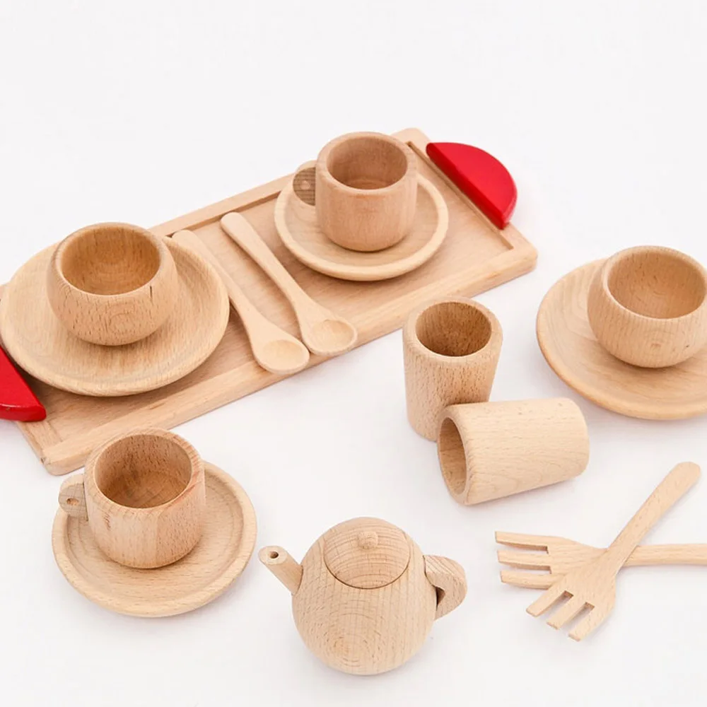 Детские Игрушки для раннего образования, игрушки для кухни, игрушки из бука, деревянные игрушки для моделирования, кухонная посуда, чайник, чайники, игровой деревянный набор, игрушка