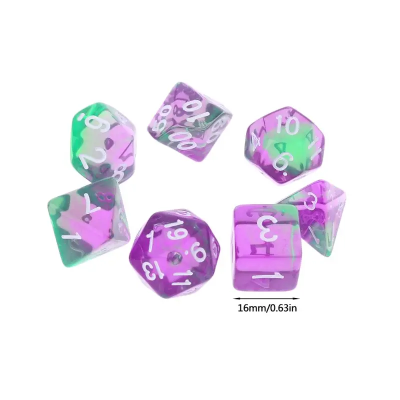 7 шт прозрачный двухсторонний D4 D6 D8 D10 D12 D20 подземелья и дракон D & RPG поли