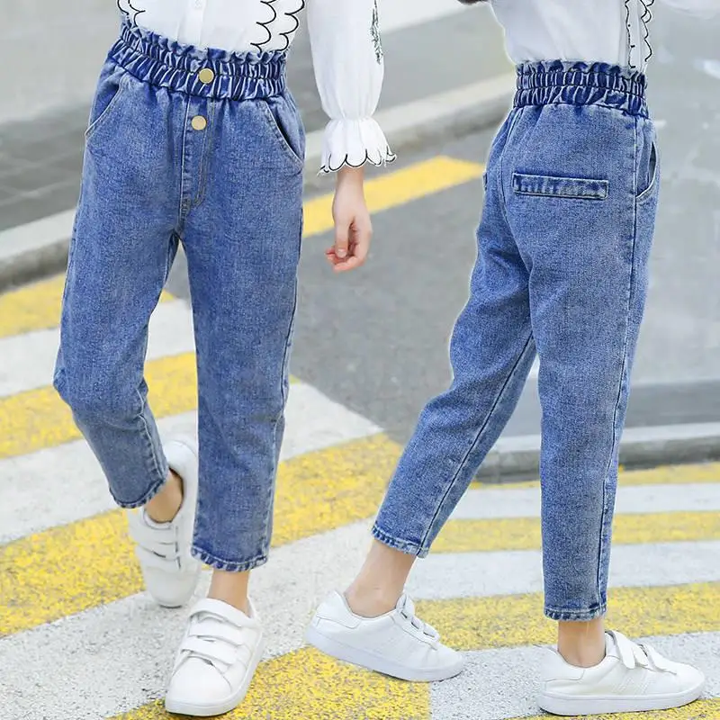 Spring Autum Children Jeans Pants Solid Kids Baby Jeans Casual Style Kids Denim Leggings For Girls Teenage Clothes N04