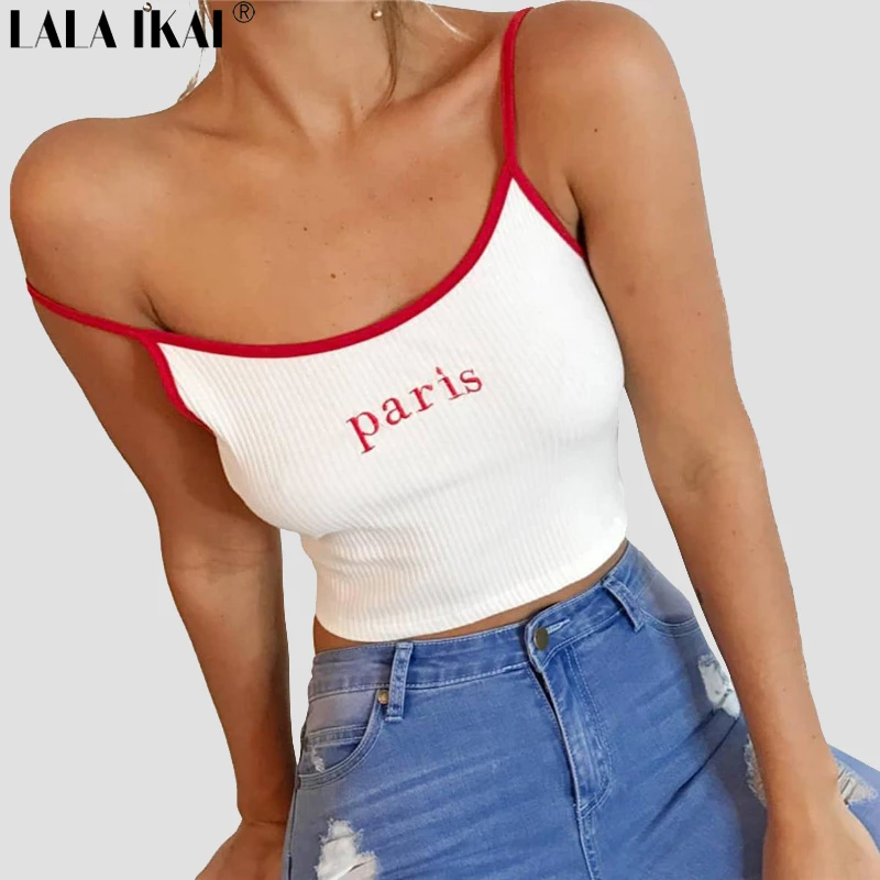 Lala IKAI/хлопок High Street Футболки для женщин Для спагетти Бретели нижнего белья