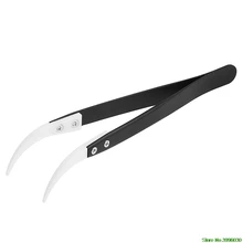 ANENG нержавеющая сталь Ручка керамический термостойкий Изогнутый наконечник наконечники пинцет серебро