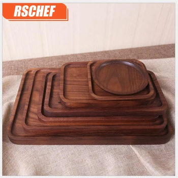 

1PCS Wooden Platter Tray Black Walnut Rectangular Western Fruit Pizza Wood Tray Wood Tray Non-painted Solid Wood Tray
