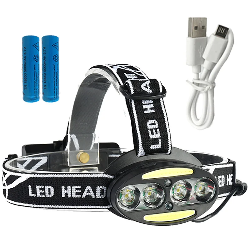 Hot 4T6 Headlight 2xCOB Rechargeable 10000LM LED Headlamp RED Light