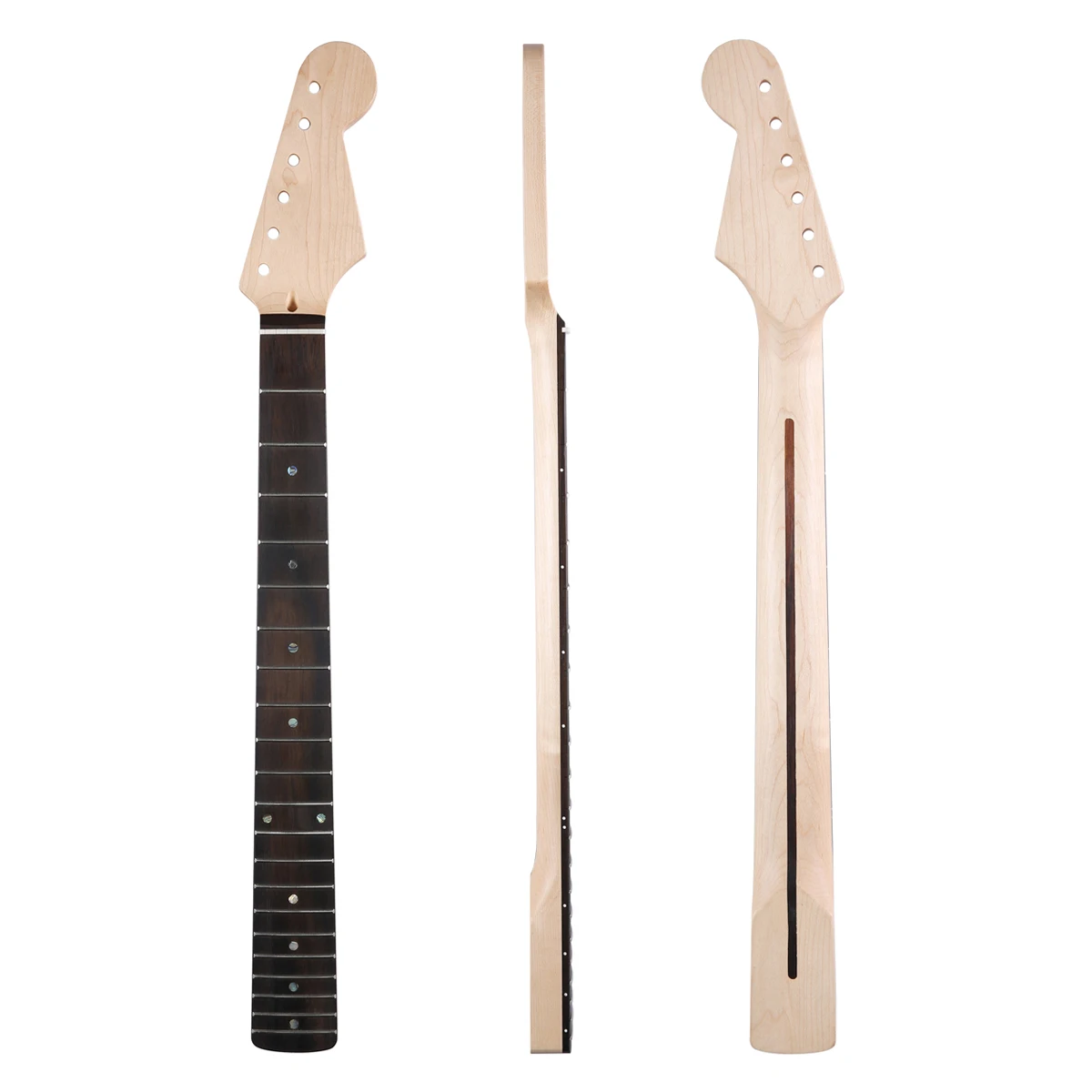 

Dopro 21 Fret Canadian Maple 'U' Profile Strat Neck Rosewood Fingerboard Vintage 8mm Tuner Hole Abalone Inlay Bone Nut