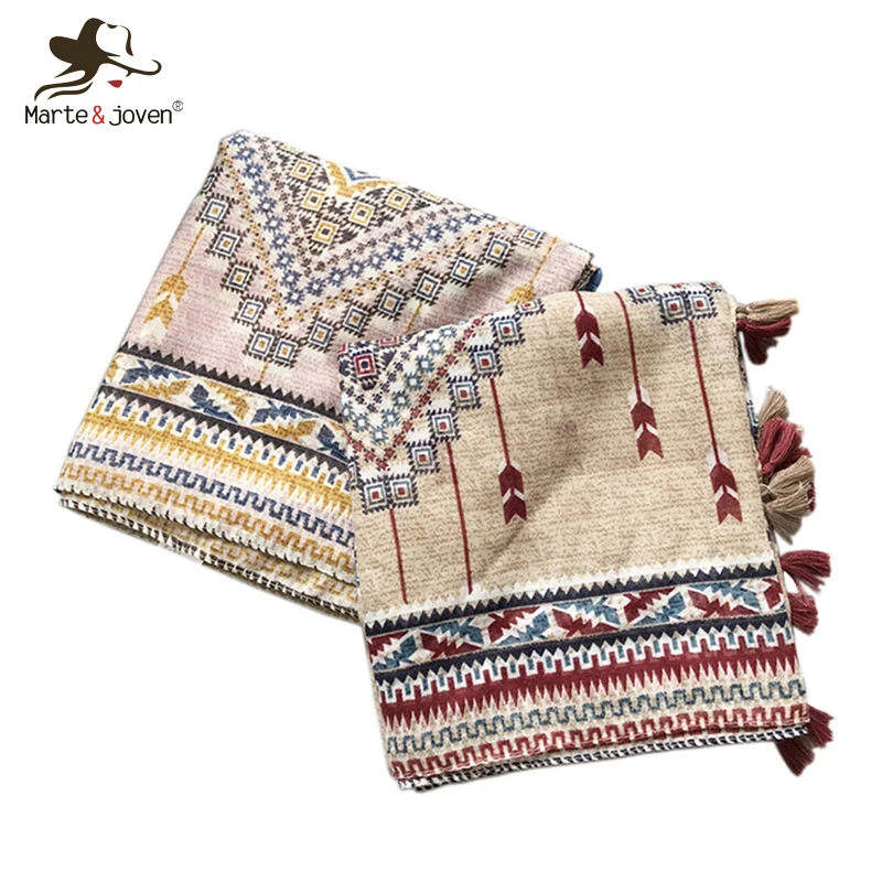 

Marte&Joven Geometric Print Spring/Autumn Warm Scarves Shawl for Women Fashionable Khaki/Pink Oversized Blanket Scarf Pashmina