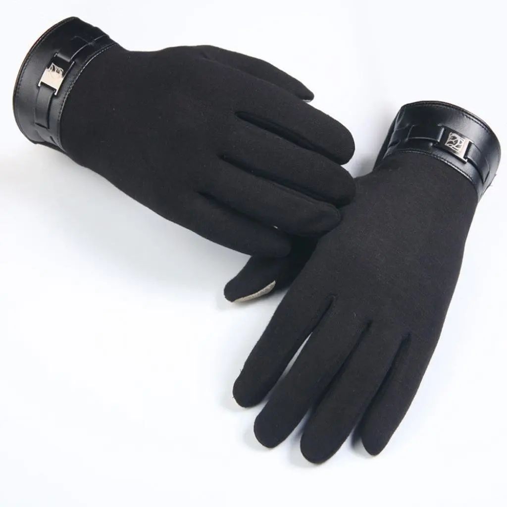 

Winter Man Non-slip Thermal Full Finger Smartphone Touch Screen Non-inverted Cashmere Gloves Mittens (Black)