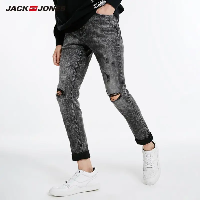 Мужские рваные джинсы JackJones винтажные повседневные уличные 218332598 | Мужская одежда