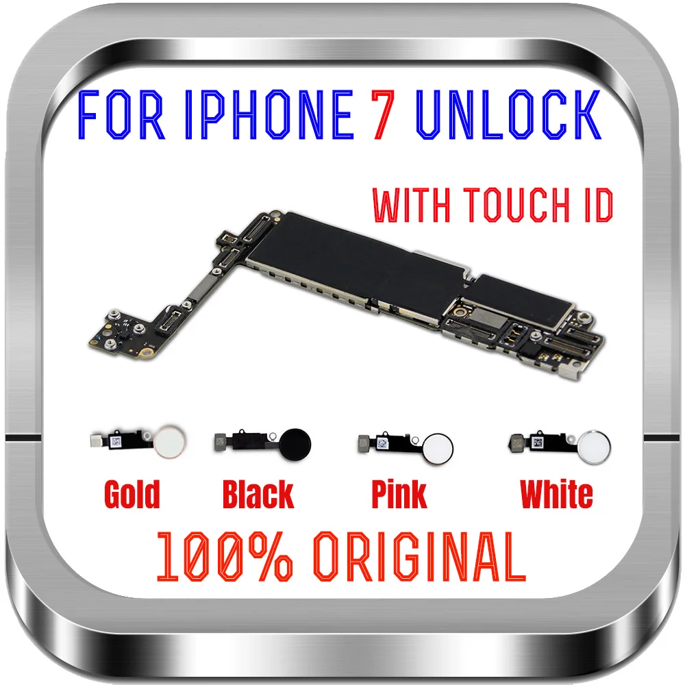 

32gb / 128gb / 256gb Original unlocked Logic Boards for iphone 7 Motherboard with Touch ID IOS fingerprint full chips