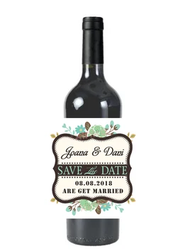 

Customs Wedding Wine Stickers, Flower Wine Label,Customization Text Information Labels, Champagne Gift Stickers, Save the Date