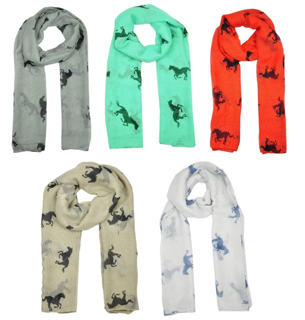 SummerScarfHorsePrintAnimalPrintHorseScarfRedScarflady