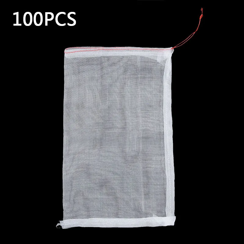 

100PCS Garden Plant Fruit Protect Drawstring Mesh Net Bag Anti Pests Birds