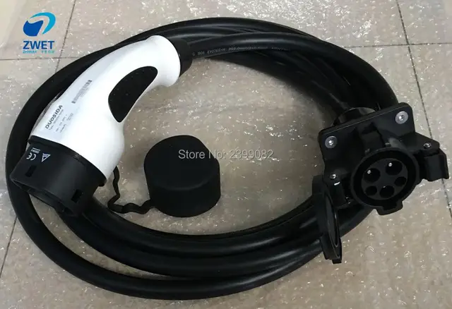 Zwet J1772 Connector Ev Car Charger Type 1 Socket To Type2 Plug Zwet J1772 Connector Ev Car Charger Type 1 Socket To Type2 Plug Electric Vehicle Charging Adapte Cable Length Is 5m Original