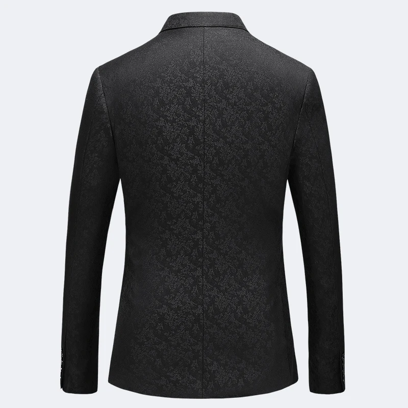 Черный двубортный блейзер для мужчин,, приталенный мужской пиджак, пиджаки Terno Masculino, модный жаккардовый повседневный мужской блейзер Q241