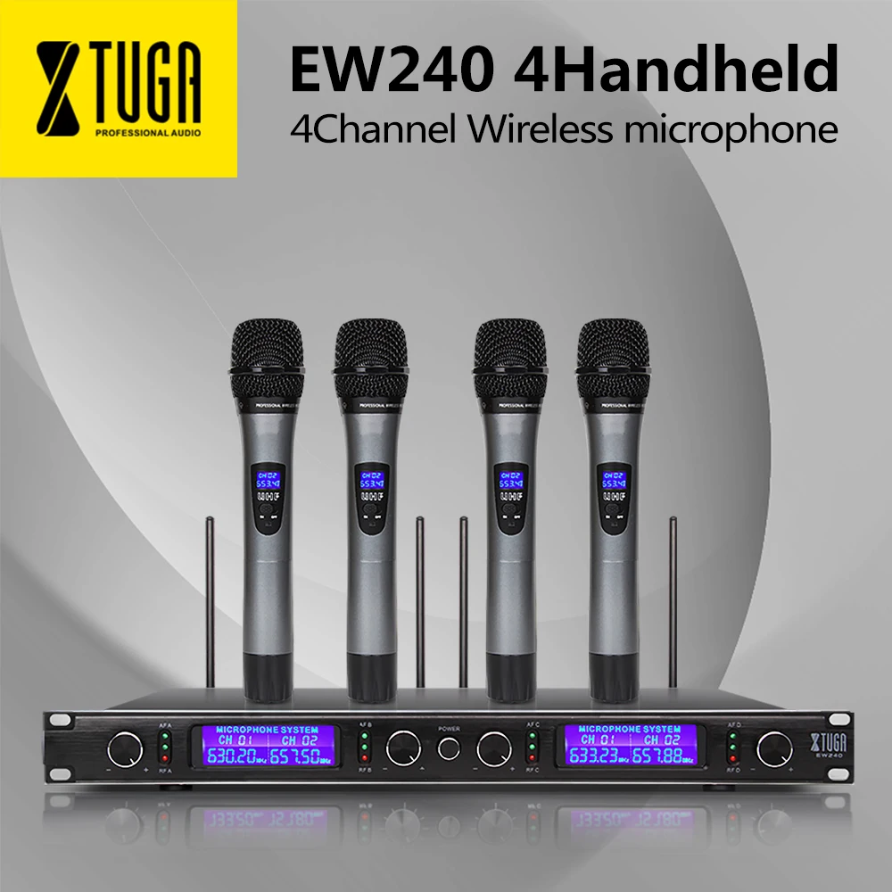 XTUGA Top Quality EW240 4 Channel Wireless Microphones System UHF