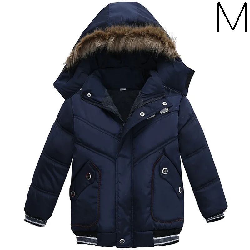 Royal blue Новая модная Лоскутная куртка для мальчиков и верхняя одежда, теплые зимние куртки с капюшоном для мальчиков, пальто, детская зимняя одежда - Цвет: Royal blue