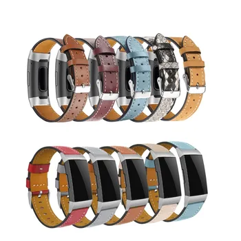 

Replacement Fitbit Charge 3 Bands Leather Straps Band Interchangeable Smart Fitness Watch Band With Stainless Frame for Charge3