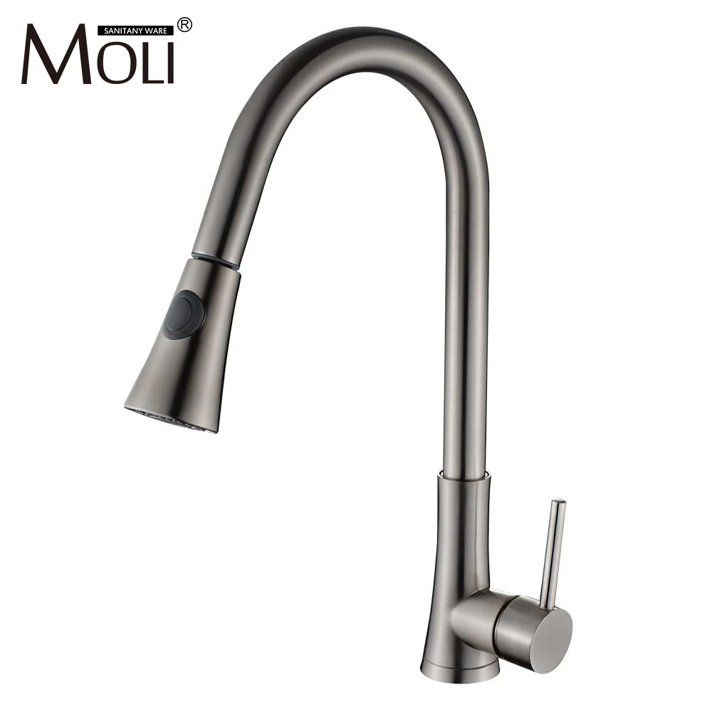 

Pull Down Kitchen Mixer Brush Nickel Hot and Cold Kitchen Faucet Copper Torneira Cozinha