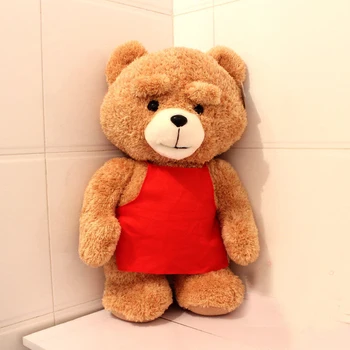 

big size cute plush red apron teddy bear doll new lovely bear toy gift about 80cm