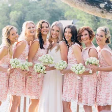Mode Neue 2015 Peach kurze spitze Brautjungfer Kleider Knie-Länge Prom party Kleider robe demoiselle d’honneur courte BMD187