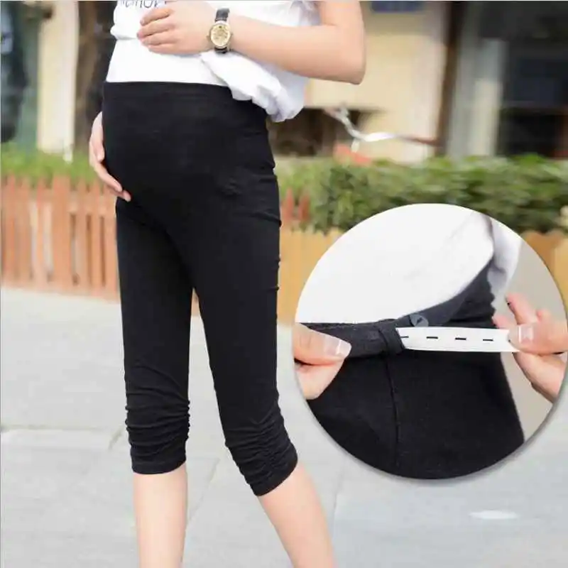 2018 Summer Cotton Maternity Pants Folded Trousers Pregnant Pants ...