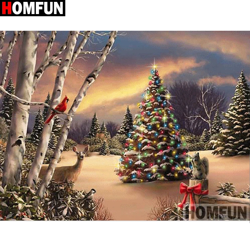 

HOMFUN Full Square/Round Drill 5D DIY Diamond Painting "Christmas tree" Embroidery Cross Stitch 5D Home Decor Gift A16491