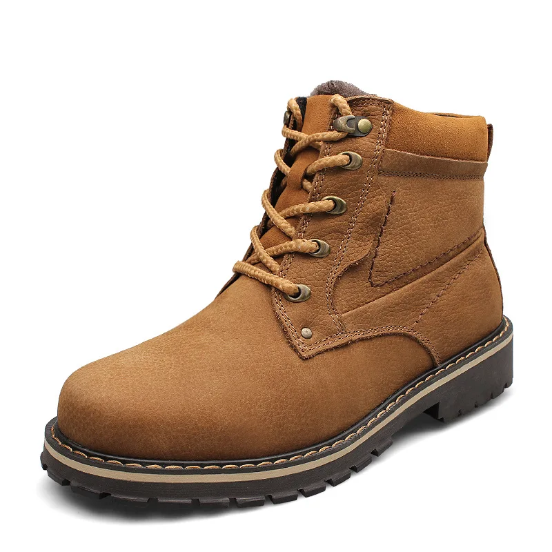 Qualité Chaud Brown Véritable or Bottes Hommes Hiver De noir Asifn Cuir Imperméables Light Fourrure Top Chaussures Neige Homme En 4qc3LA5Rj