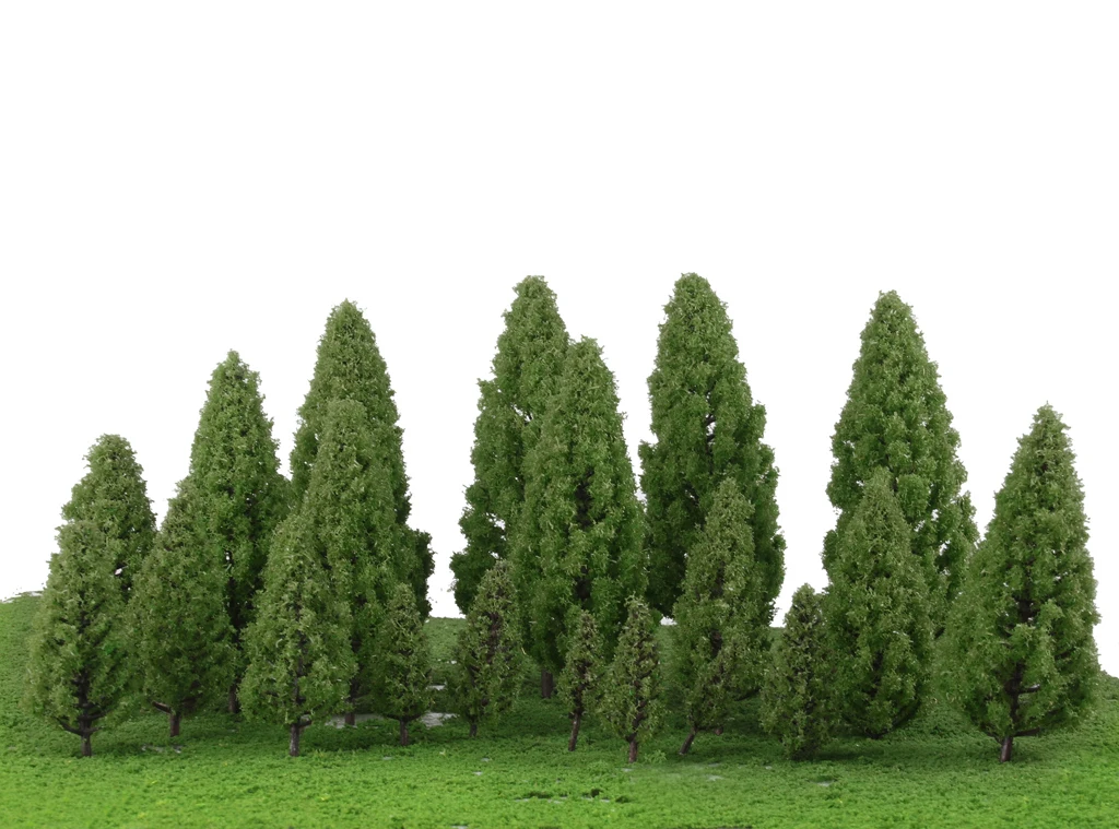 20Pcs Tower Shaped Trees Model Train Park Garden Street Village Layout Scenery Scene Landscape 1:50-400 Green